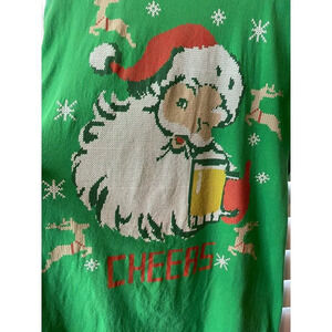 Christmas Santa Cheers T Shirt Tee Holiday Graphic Medium Fruit Of Loom Novelty‎